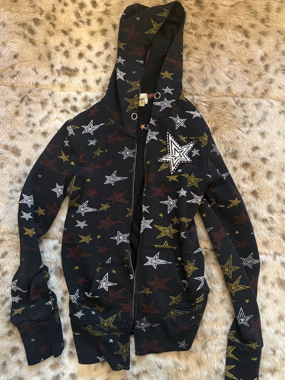Papaya Black Star-Print Zip Hoodie